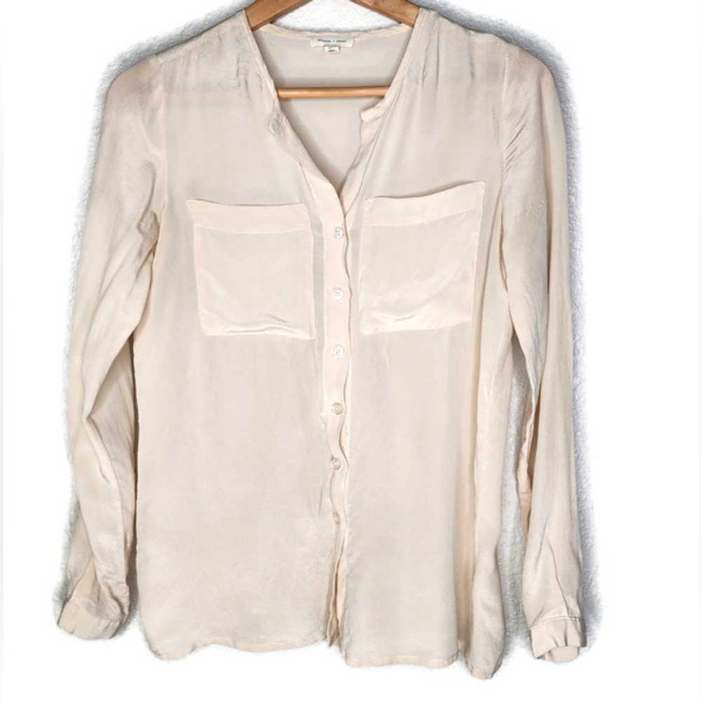 Urban Outfitters Silence+Noise Ivory Silk Blouse Size XS - Picture 1 of 5